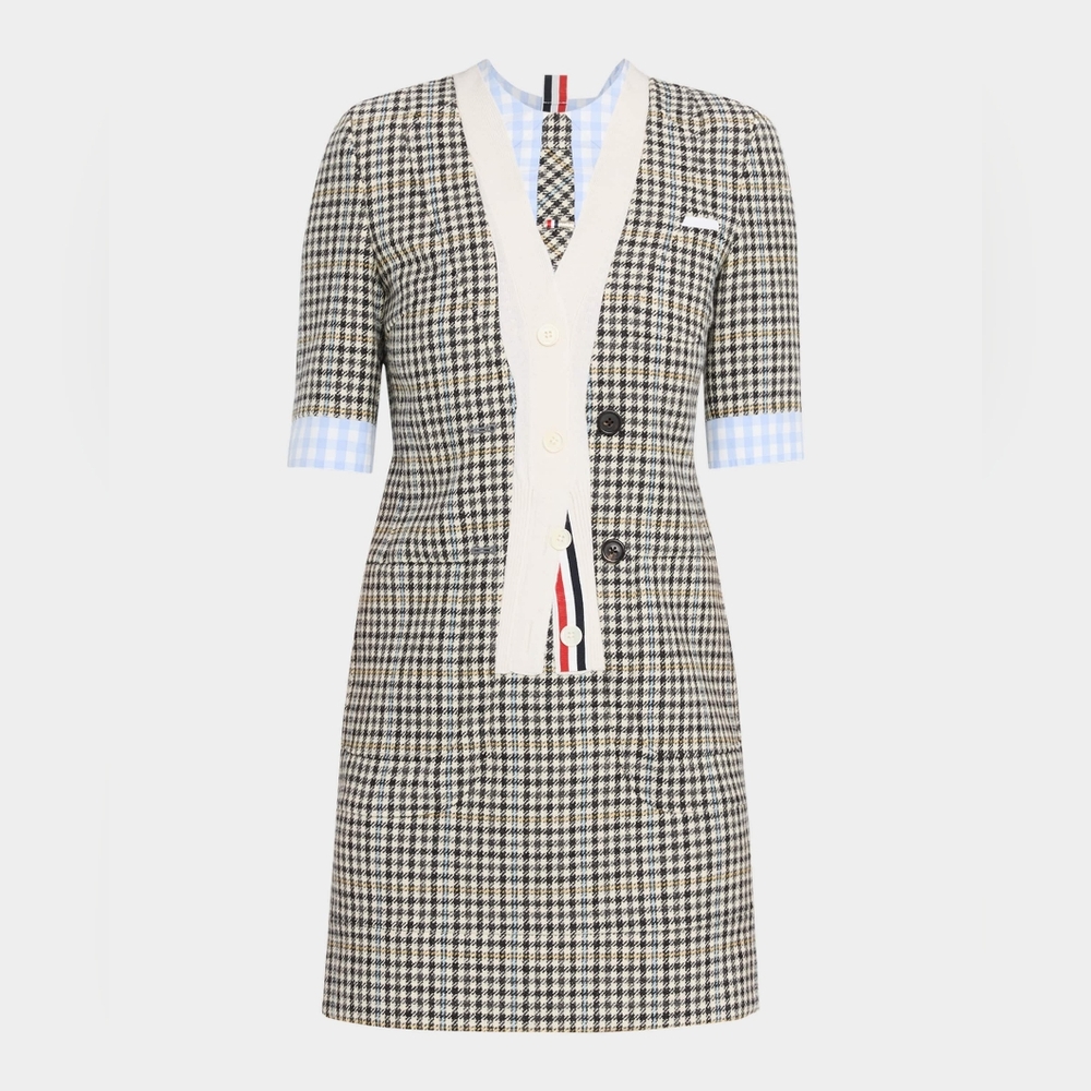 Thom Browne FW25 Trompe L'Oeil Patch Work Mini Dress Size 38 (US 2)